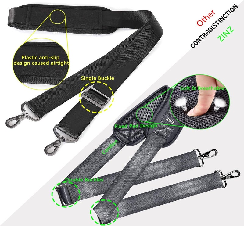 ZINZ Shoulder Strap 58" Ultra-Thick Fixed Padded and Adjustable Buckles Crossbody Strap for Briefcase Laptop Bag Luggage - Image 4
